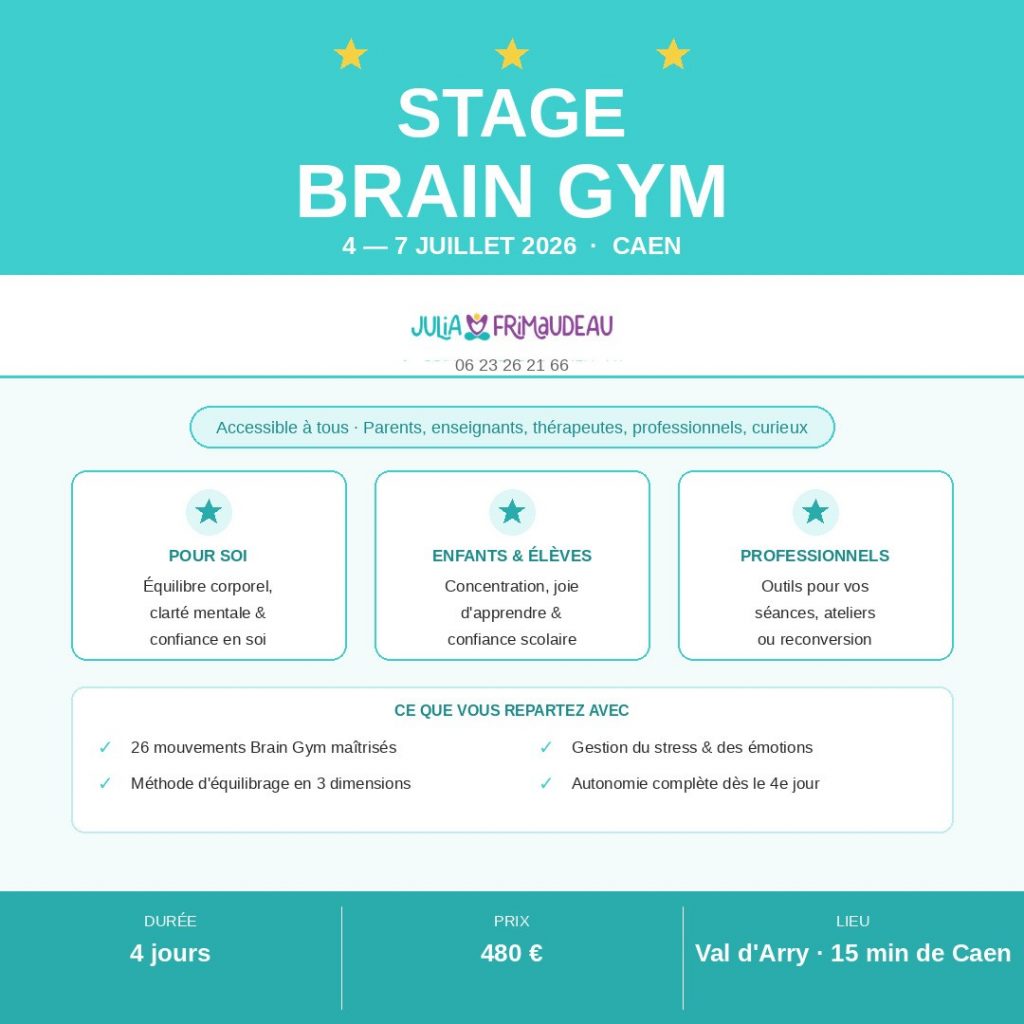 stage brain gym du 4 au 7 juillet 2026 à Caen